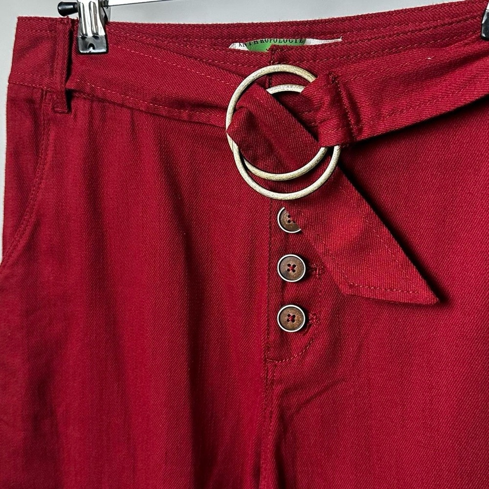 ANTHROPOLOGIE Wide-Leg Red Pants Lightweight High Waist Trousers Size-6 - Picture 5 of 14